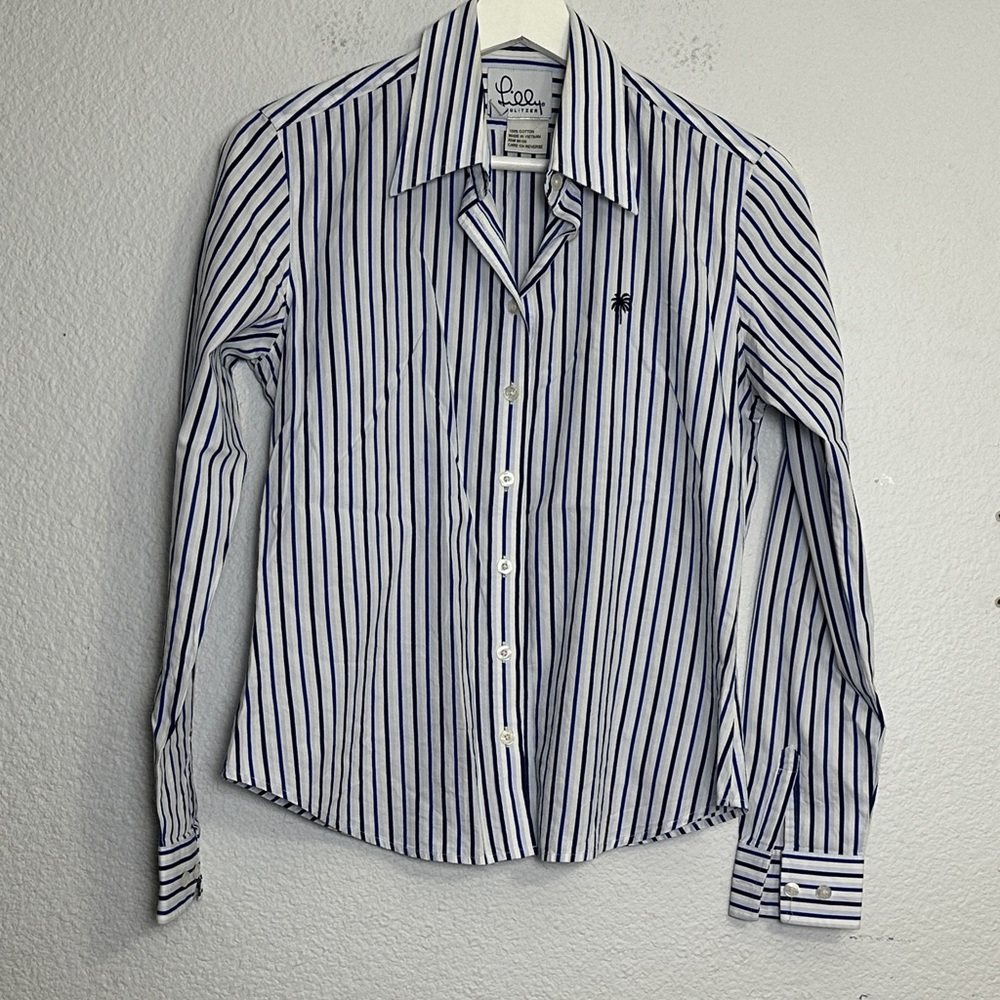 Lilly Pulitzer VINTAGE Striped Button Down Long Sleeve Size 2 Workwear Office - Picture 1 of 9